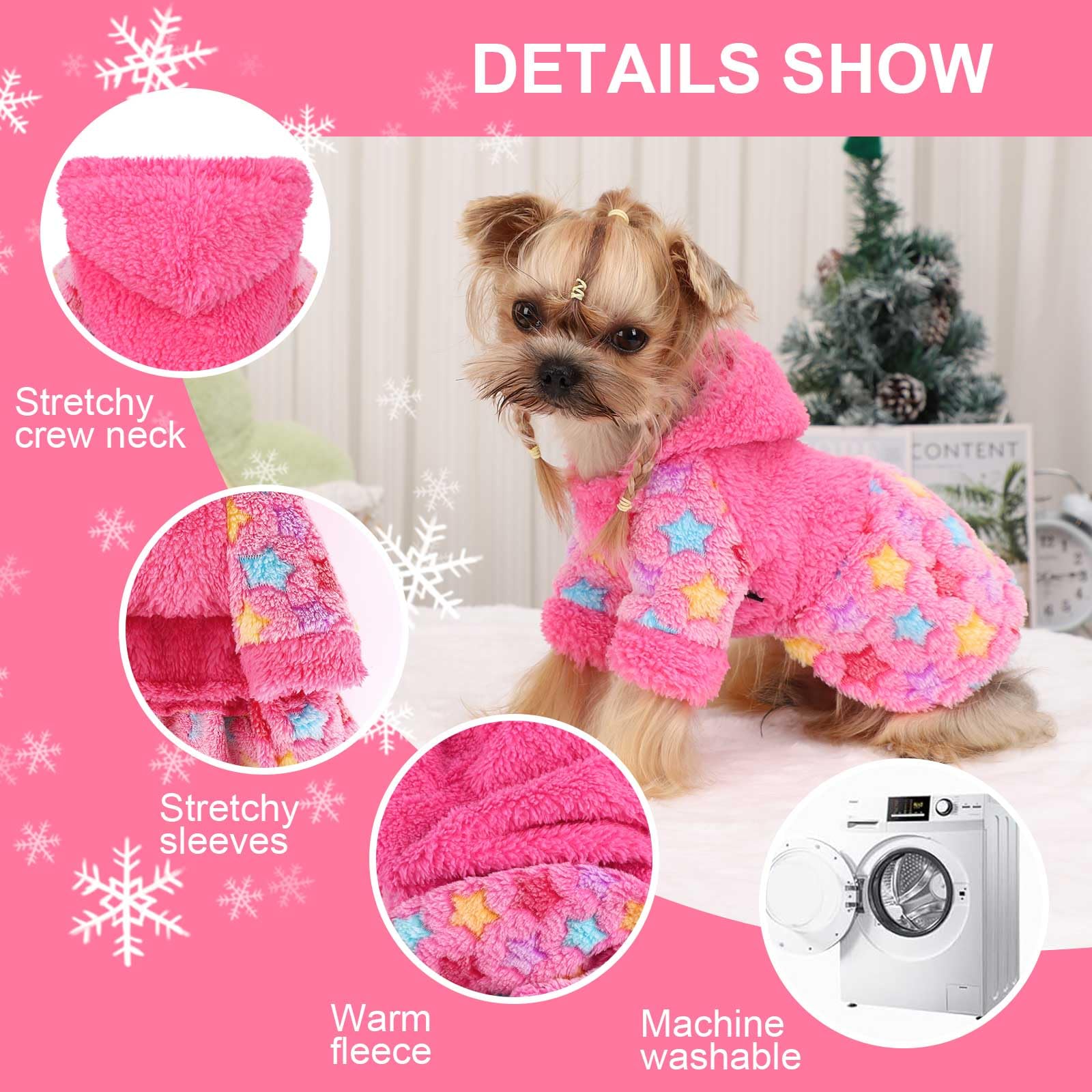 Kosiyi dog-winter-clothes rose-pink keeps fur baby warm outdoors