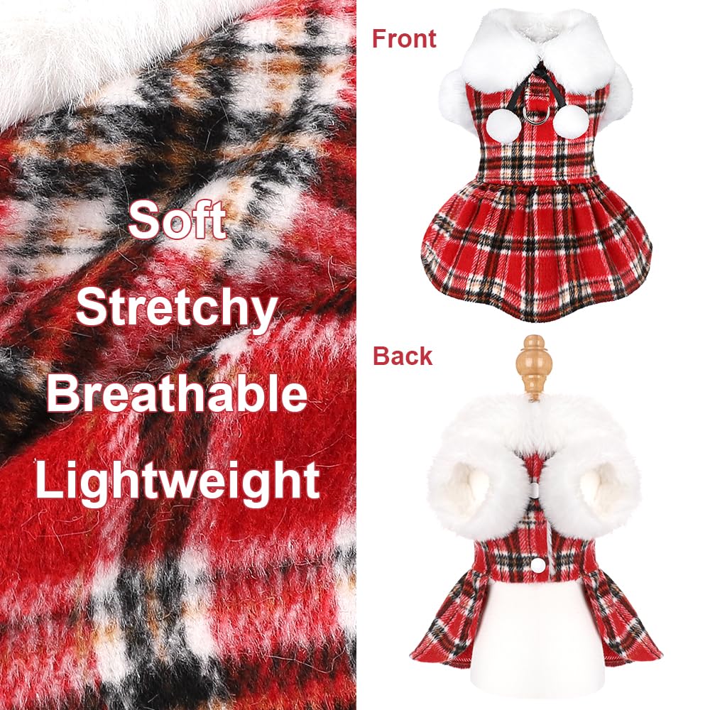 Kosiyi dog winter sweater hoodie in plaid, keeps small dogs warm during chilly outings.