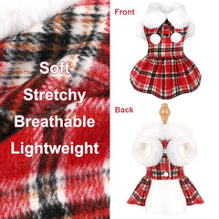 Kosiyi dog winter sweater hoodie in plaid, keeps small dogs warm during chilly outings.