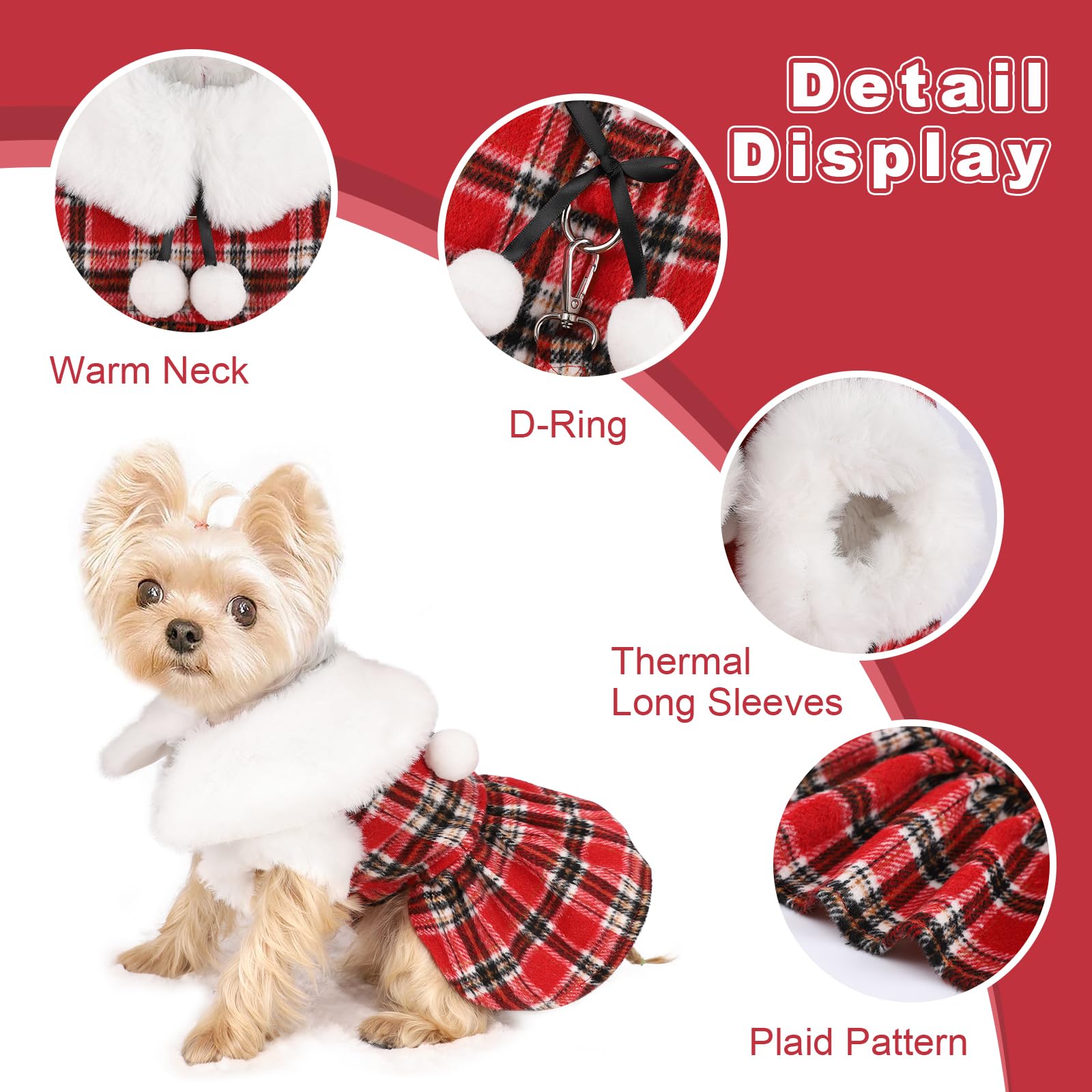Kosiyi matching plaid leash included, stylish combo for daily strolls.