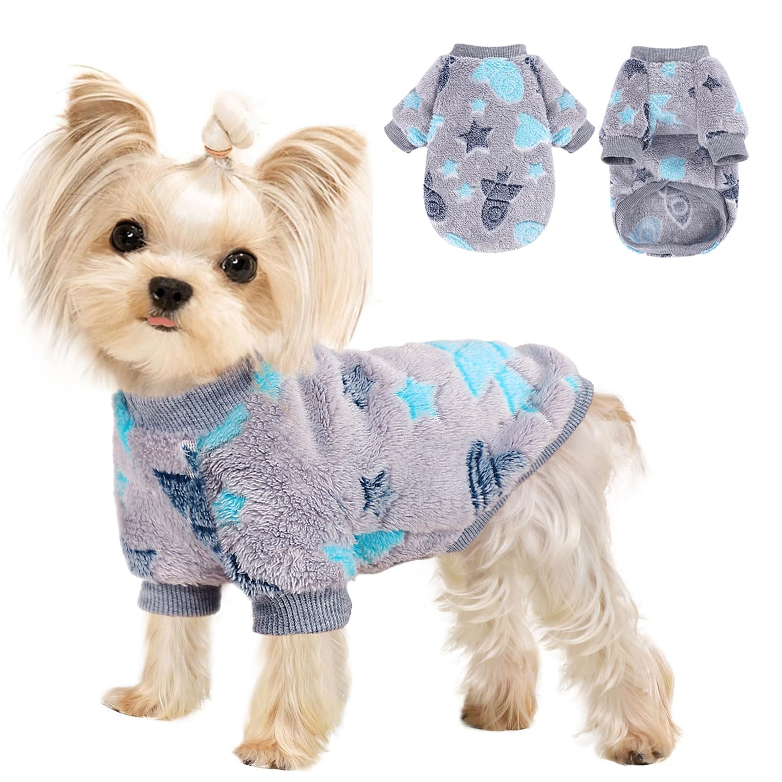 Kosiyi dog sweater night glow stars pattern for bright evening walks