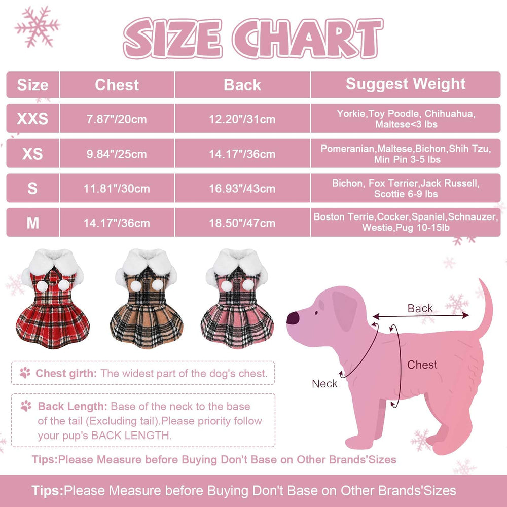 Kosiyi plaid dress on Chihuahua showcases stylish winter wear for tiny pups