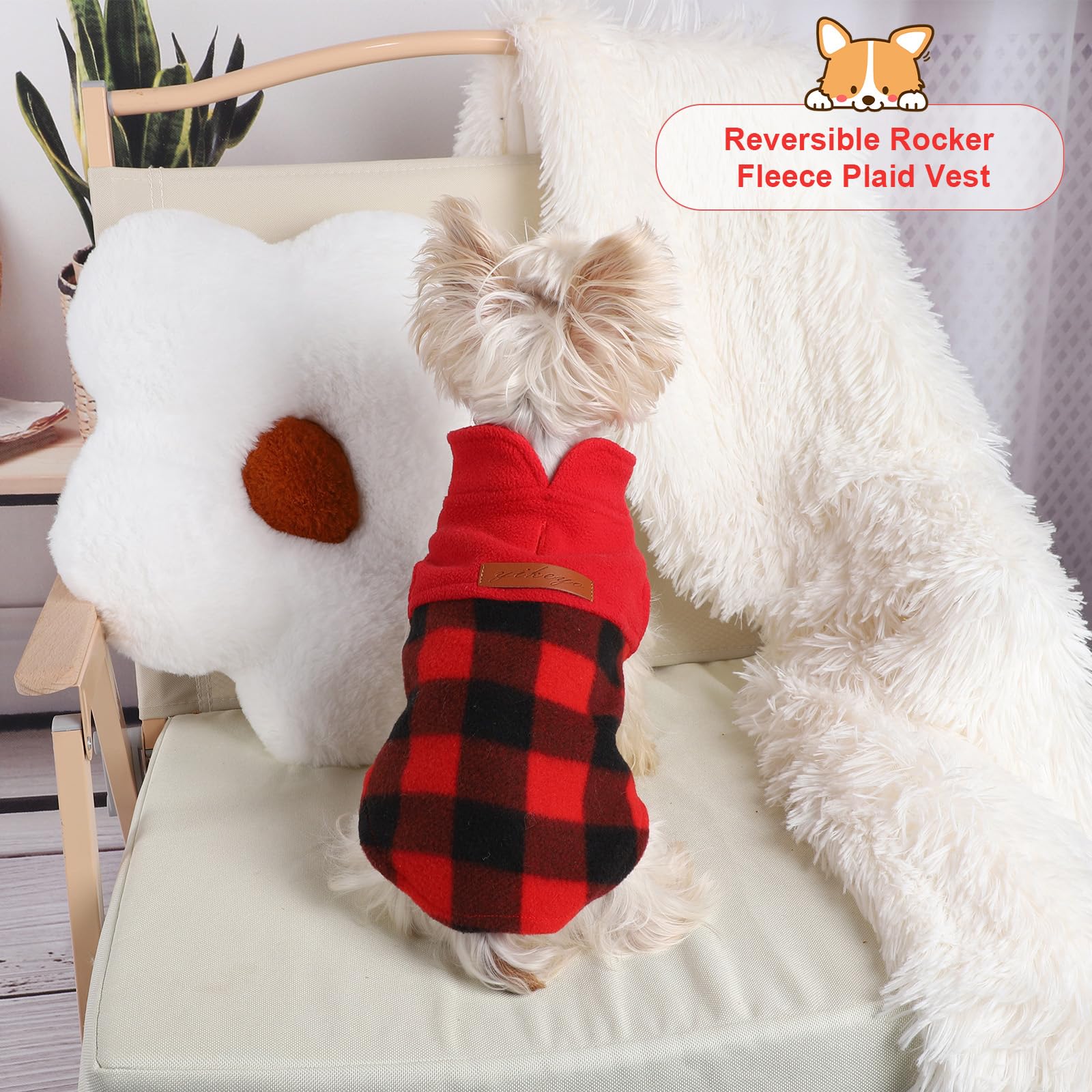 Kosiyi size M plaid sweater for teacup and chihuahua breeds.
