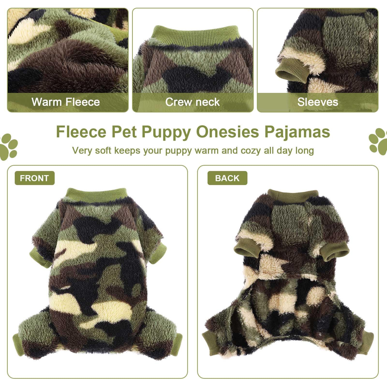 Kosiyi small dog sweater green camouflage keeps small pups warm outdoors.