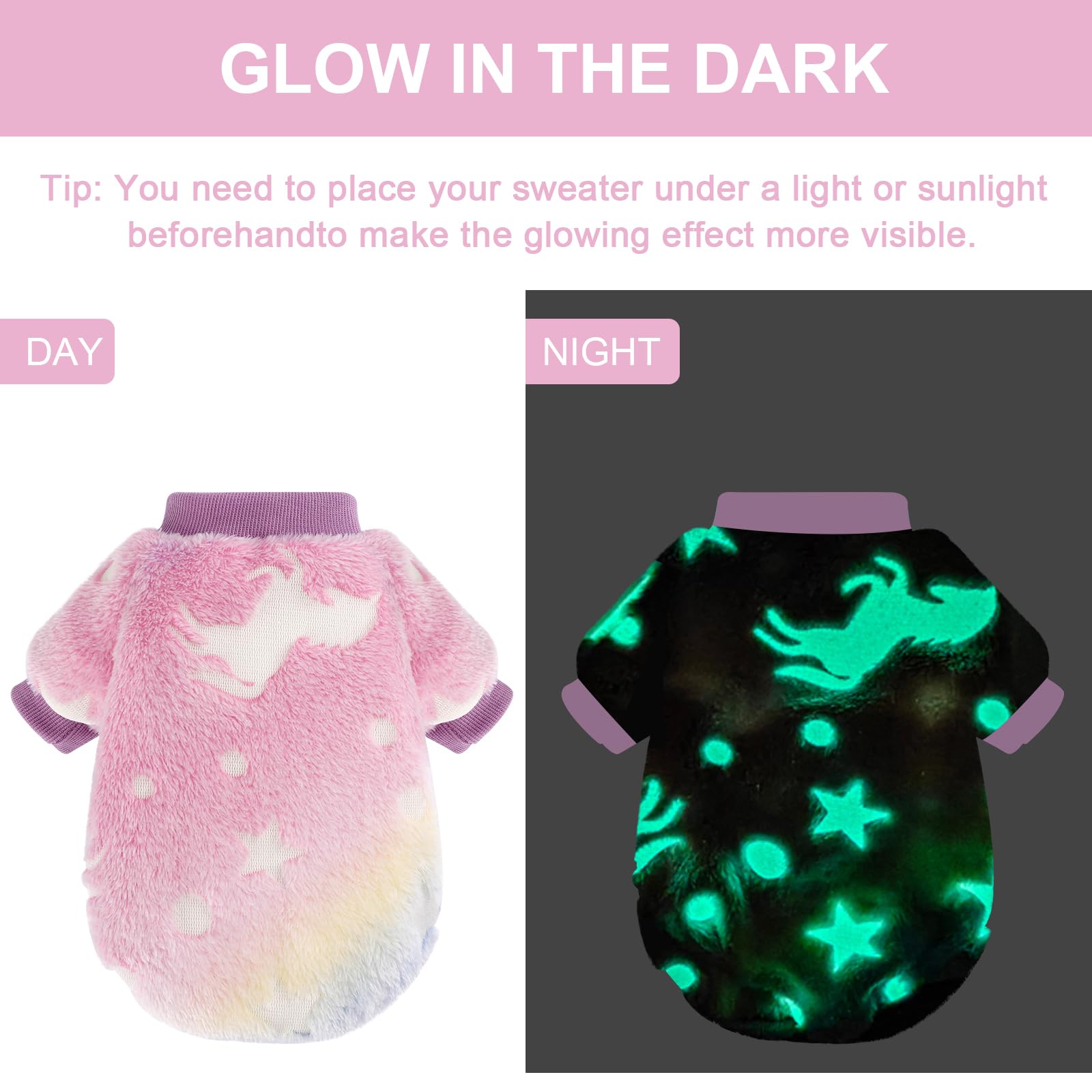 Kosiyi small dog sweater night glow pink belly wrap detail fits easy potty access.