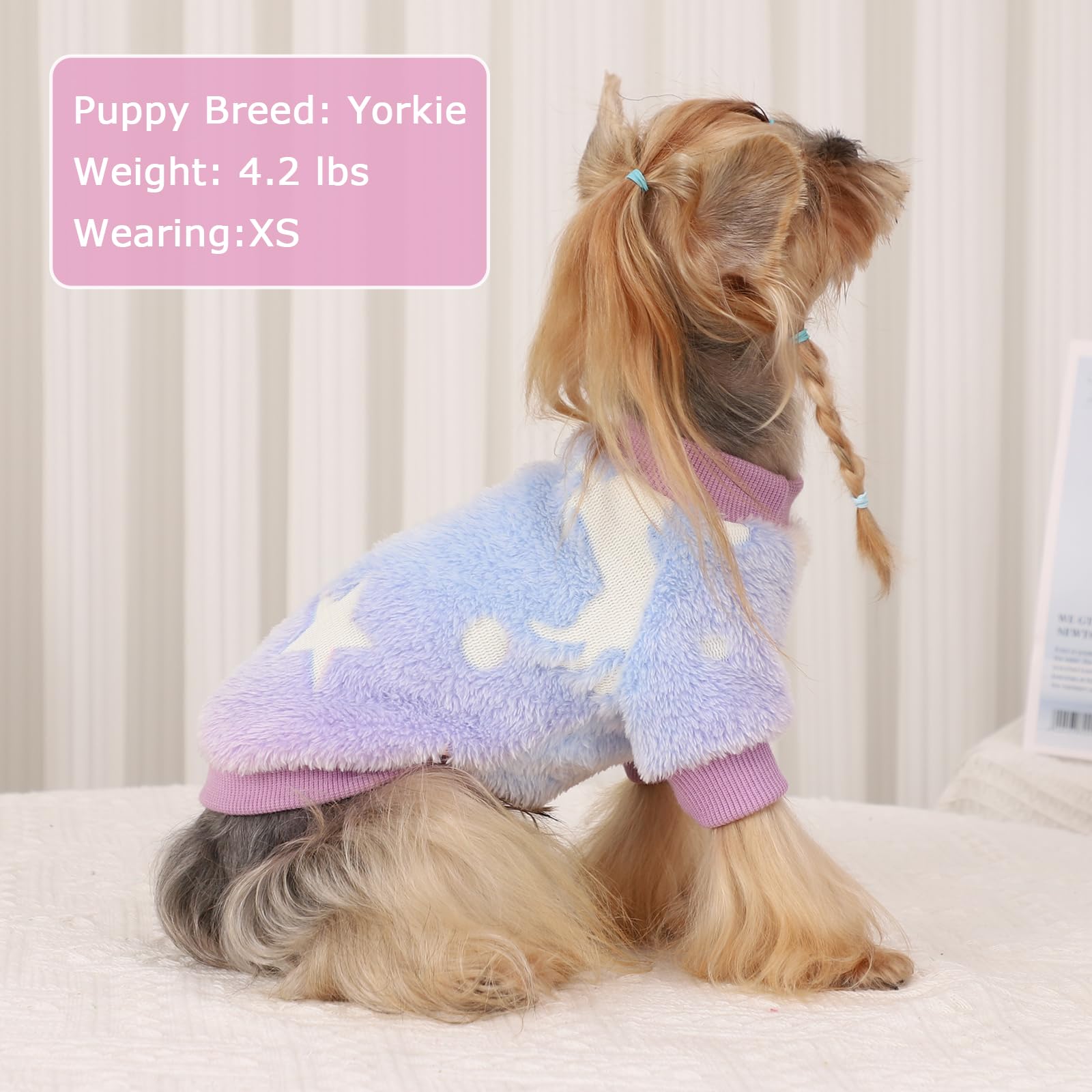 Kosiyi small dog sweater night glow pink patterns glow showcases space prints for photos.