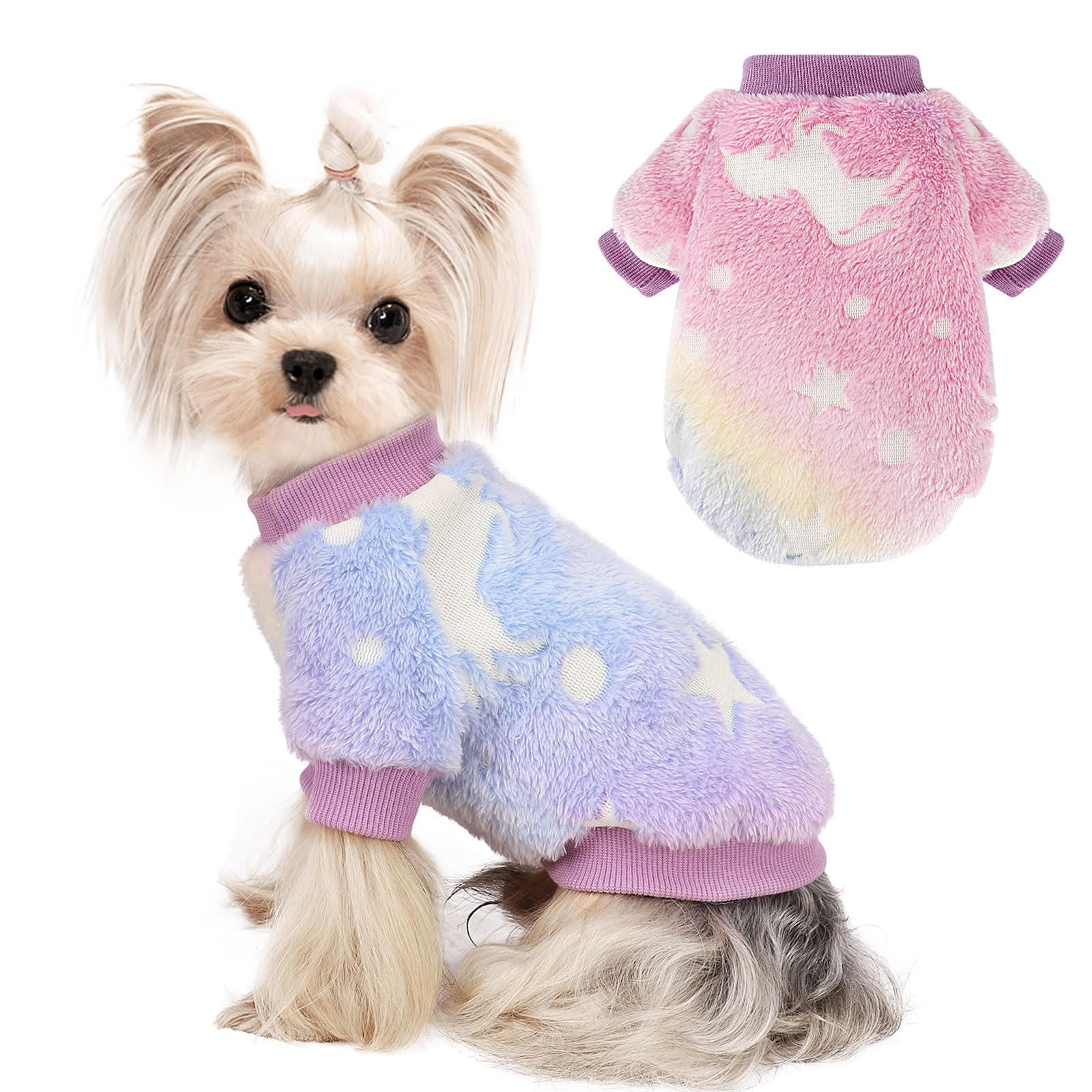 Kosiyi small dog sweater night glow pink photoshoot-ready attire for portraits.