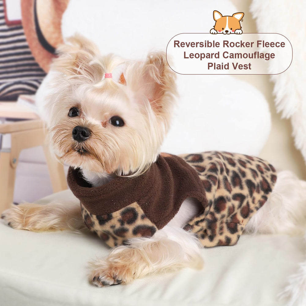 Kosiyi XS leopard fleece dog sweater fit guide for small puppies