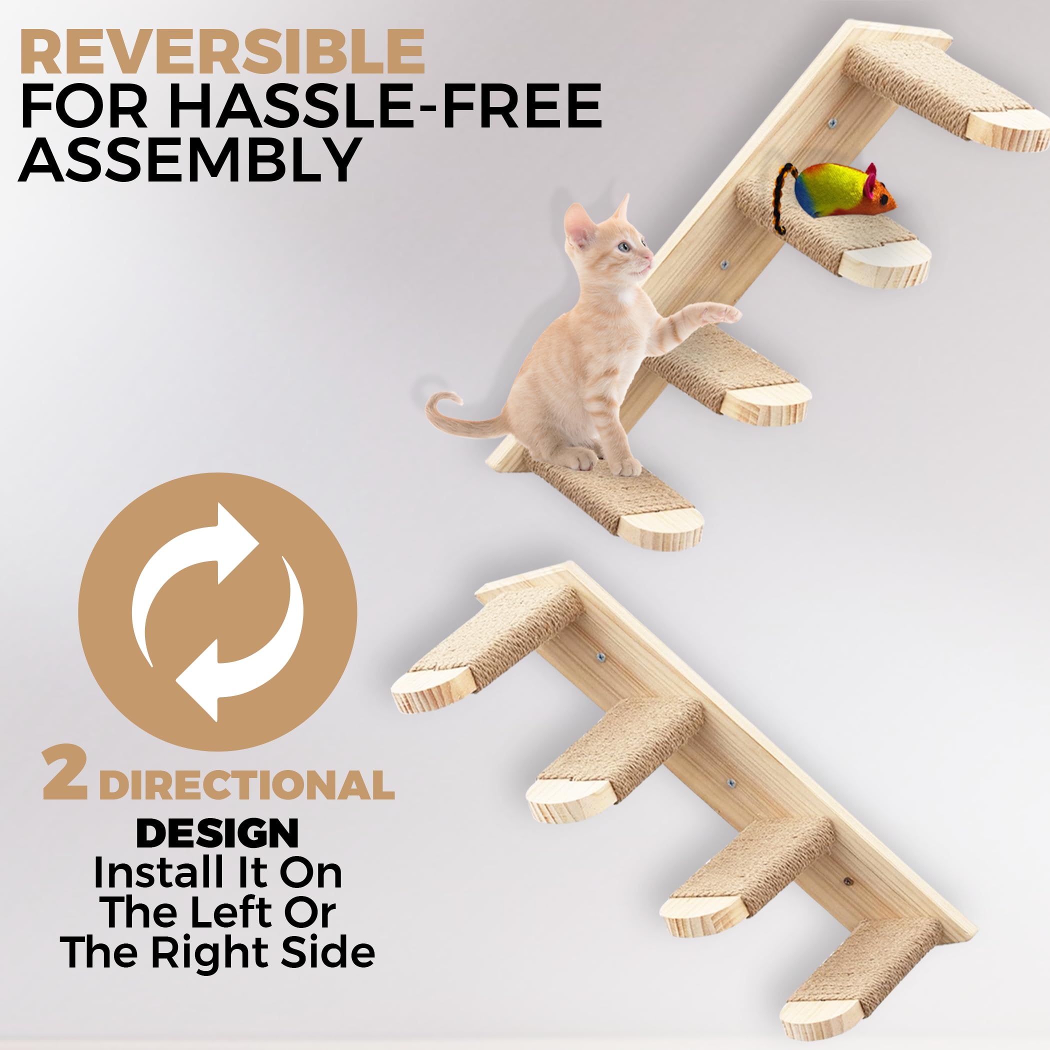 Kosume Cat Wall Steps ideal for indoor cats seeking vertical enrichment and play.