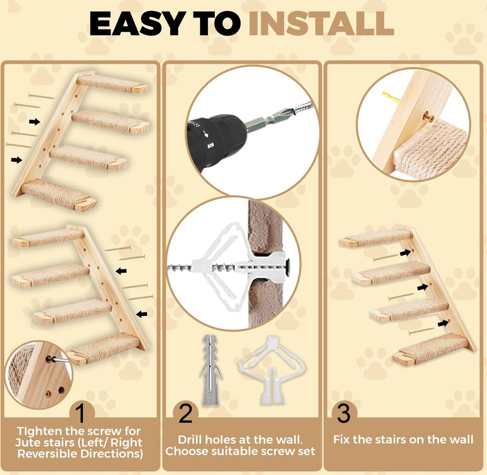 Kosume Cat Wall Steps kitten-friendly design supports early climbing and exploration.