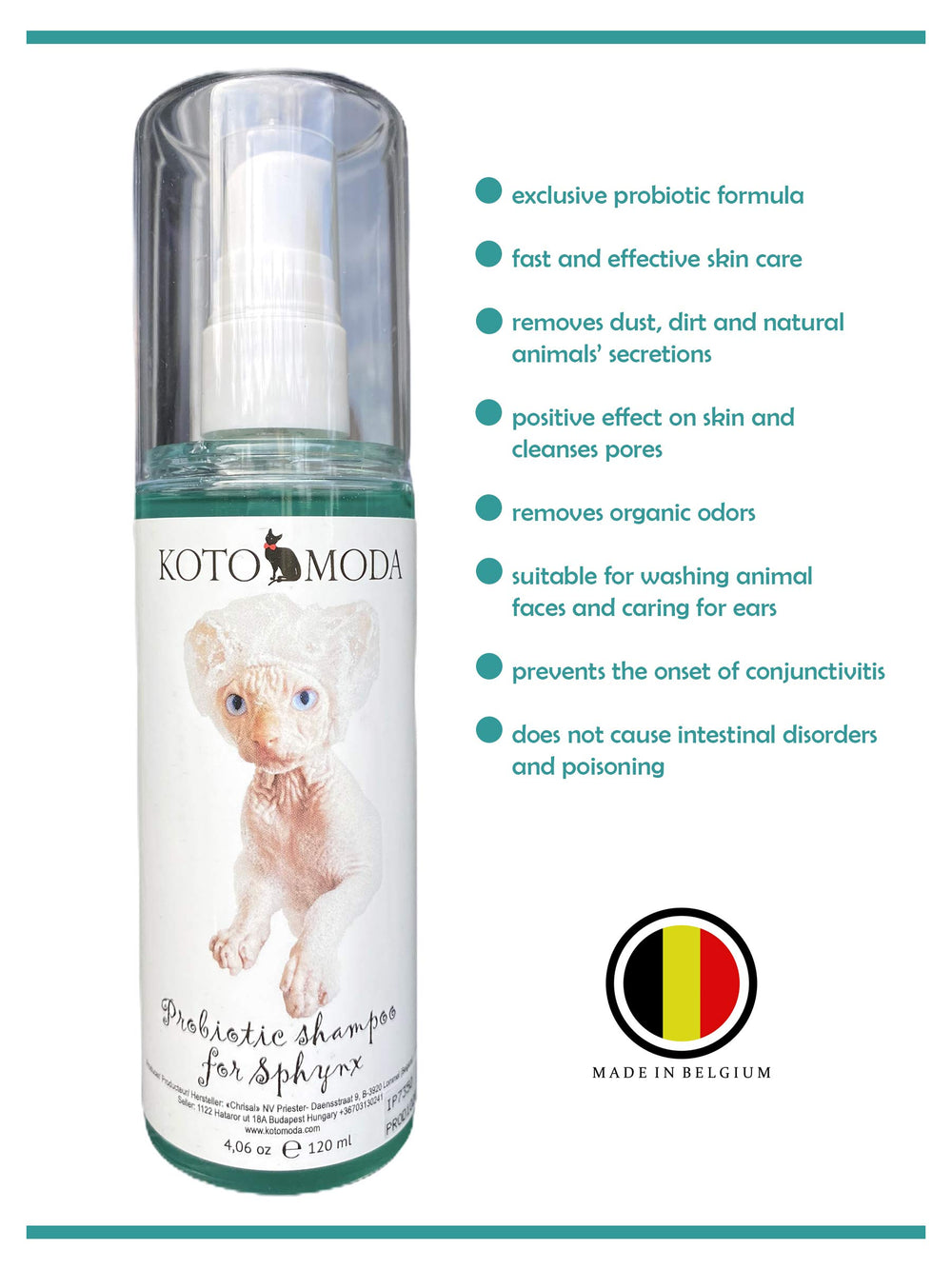 Kotomoda Probiotic Shampoo for Sphynx lather close-up shows creamy, soothing foam.