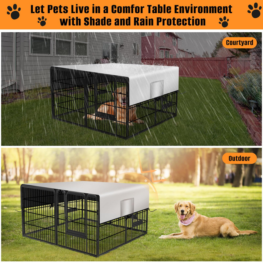 Kovshuiwe dog playpen cover side pockets store toys during outdoor breaks