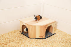 The Kozko Hut peepad liner inside hideout helps keep bedding dry and cozy.