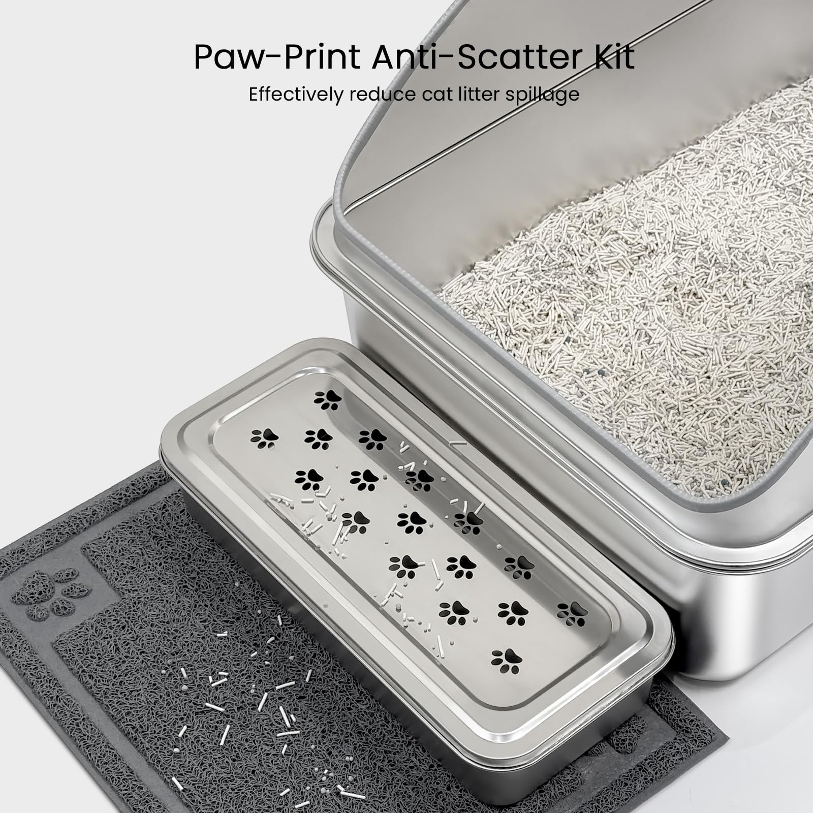 KPWACD easy to assemble enclosed litter box secures the lid.