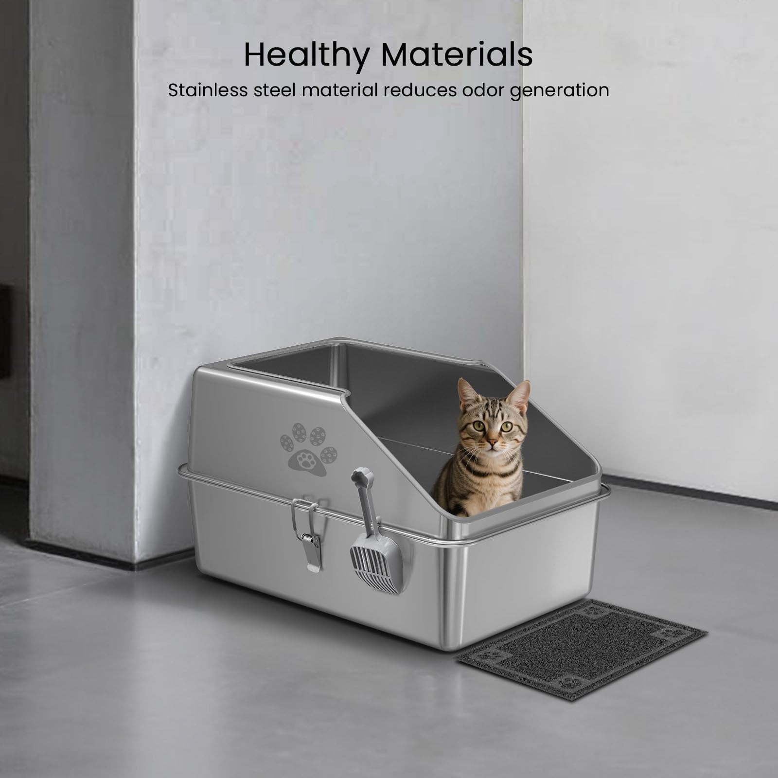 KPWACD non-stick metal litter pan simplifies cleaning and maintenance.