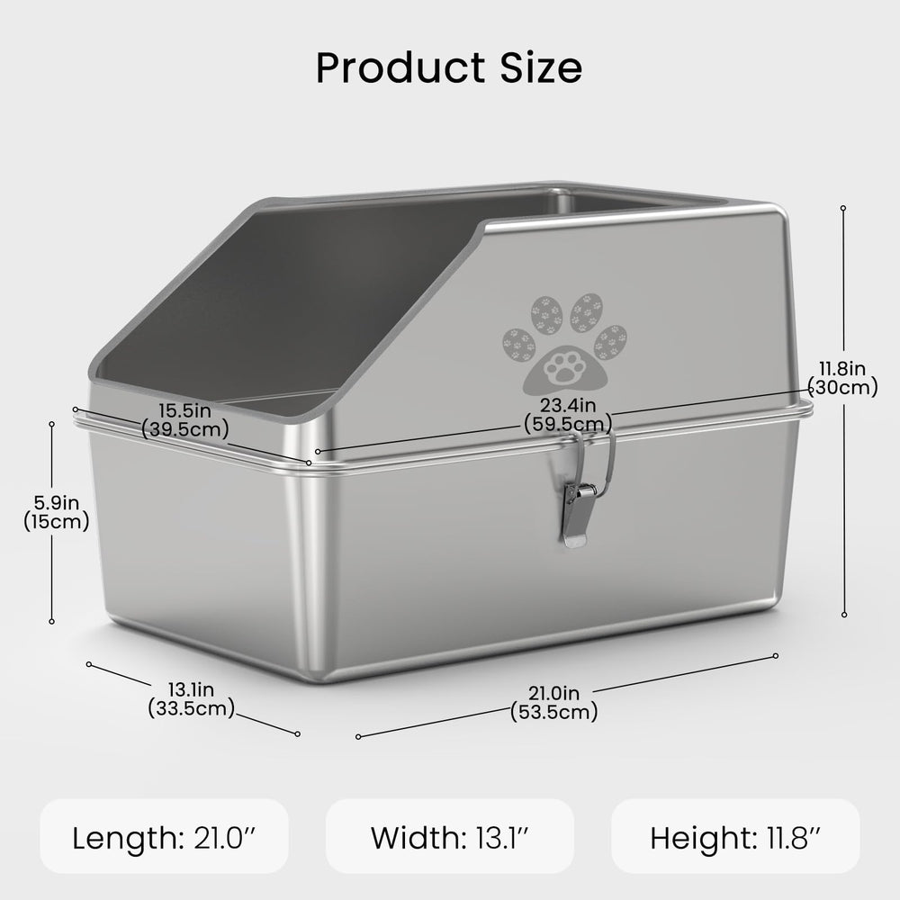 KPWACD XL cat litter box with high sides to reduce spills during use.