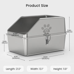 KPWACD XL cat litter box with high sides to reduce spills during use.