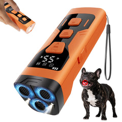 KQMOP dog bark deterrent with 3x ultrasonic transmitters for broader coverage in outdoor spaces