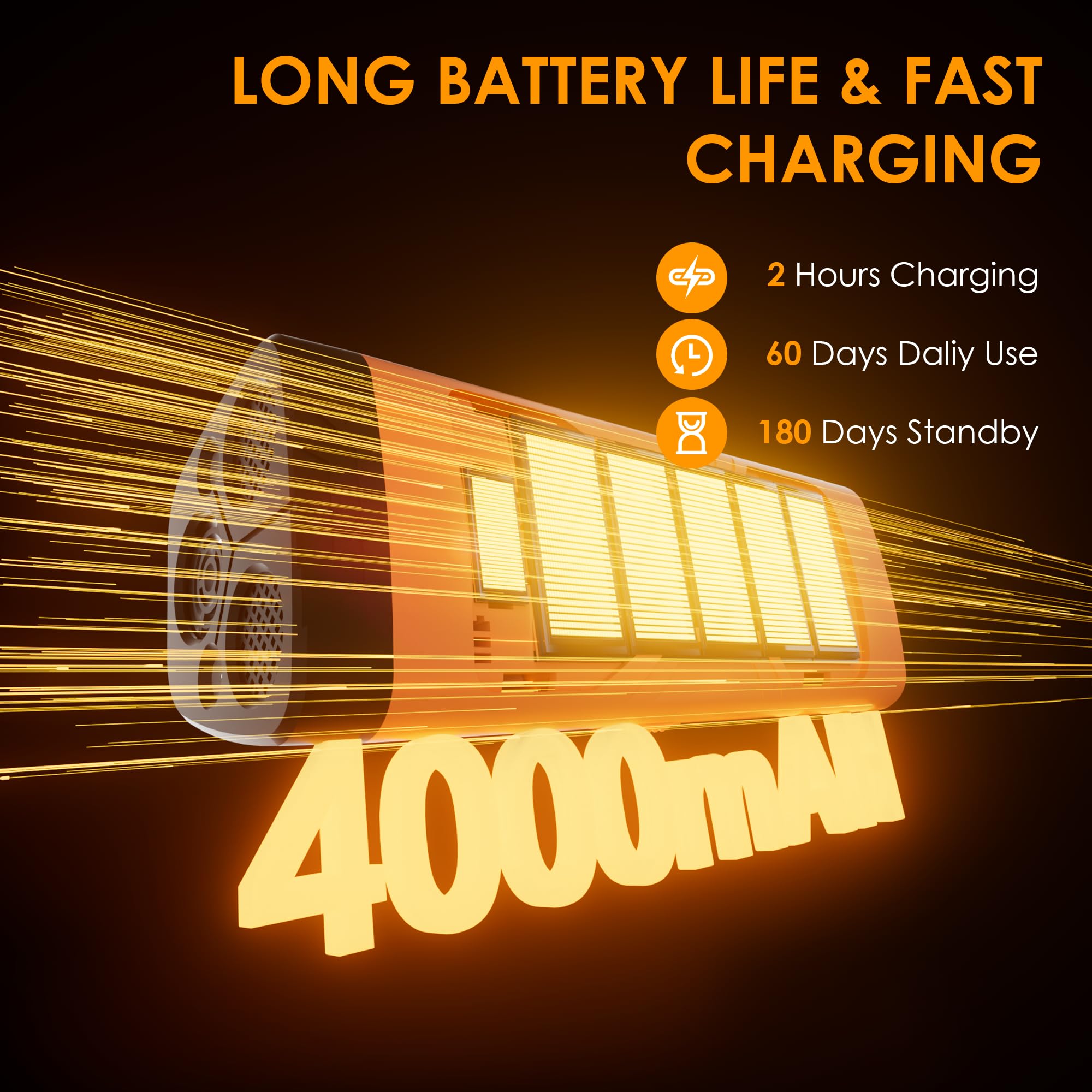 KQMOP 4000mAh battery for long training sessions and travel readiness