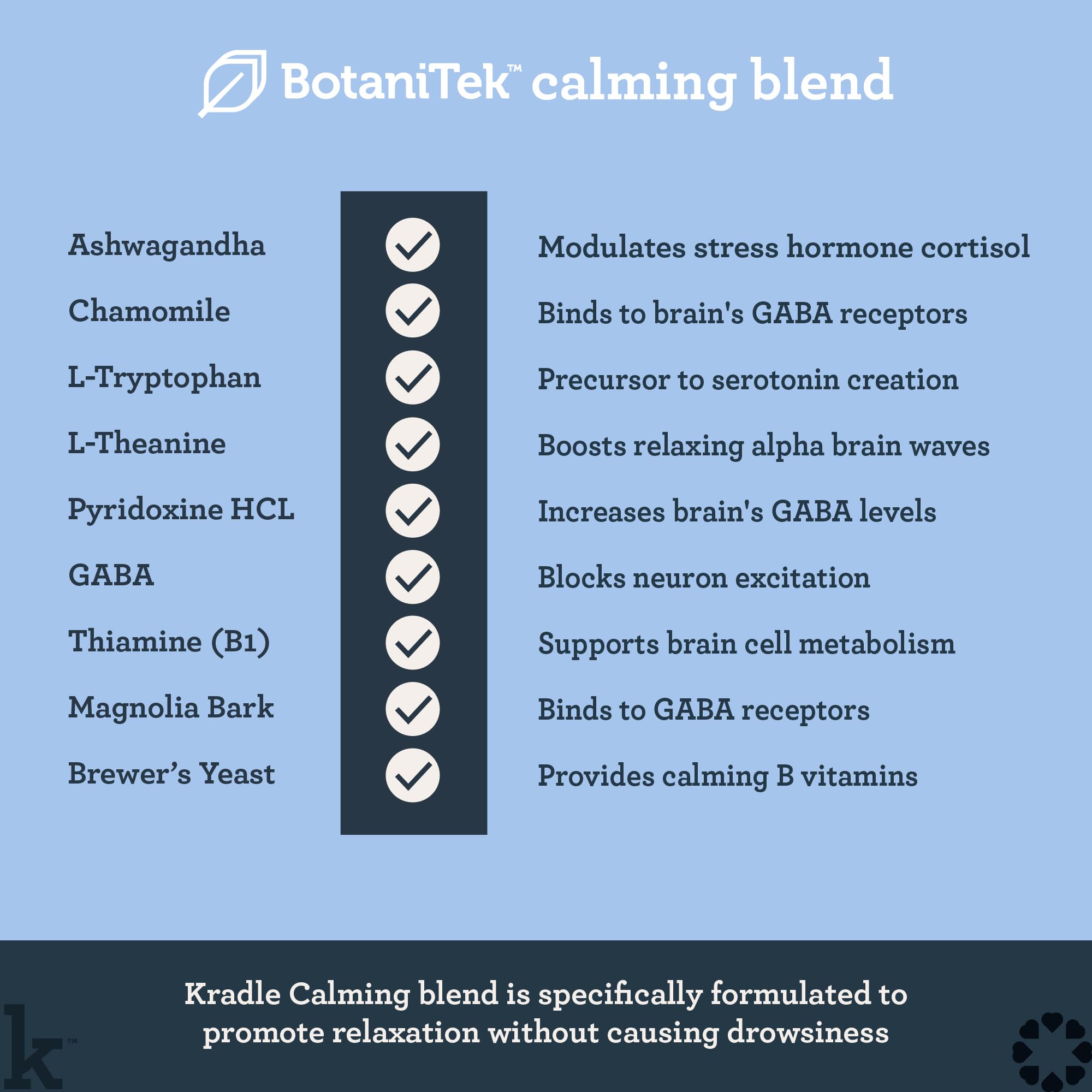 Kradle Calming Chews chicken-flavor label indicating tasty calm support