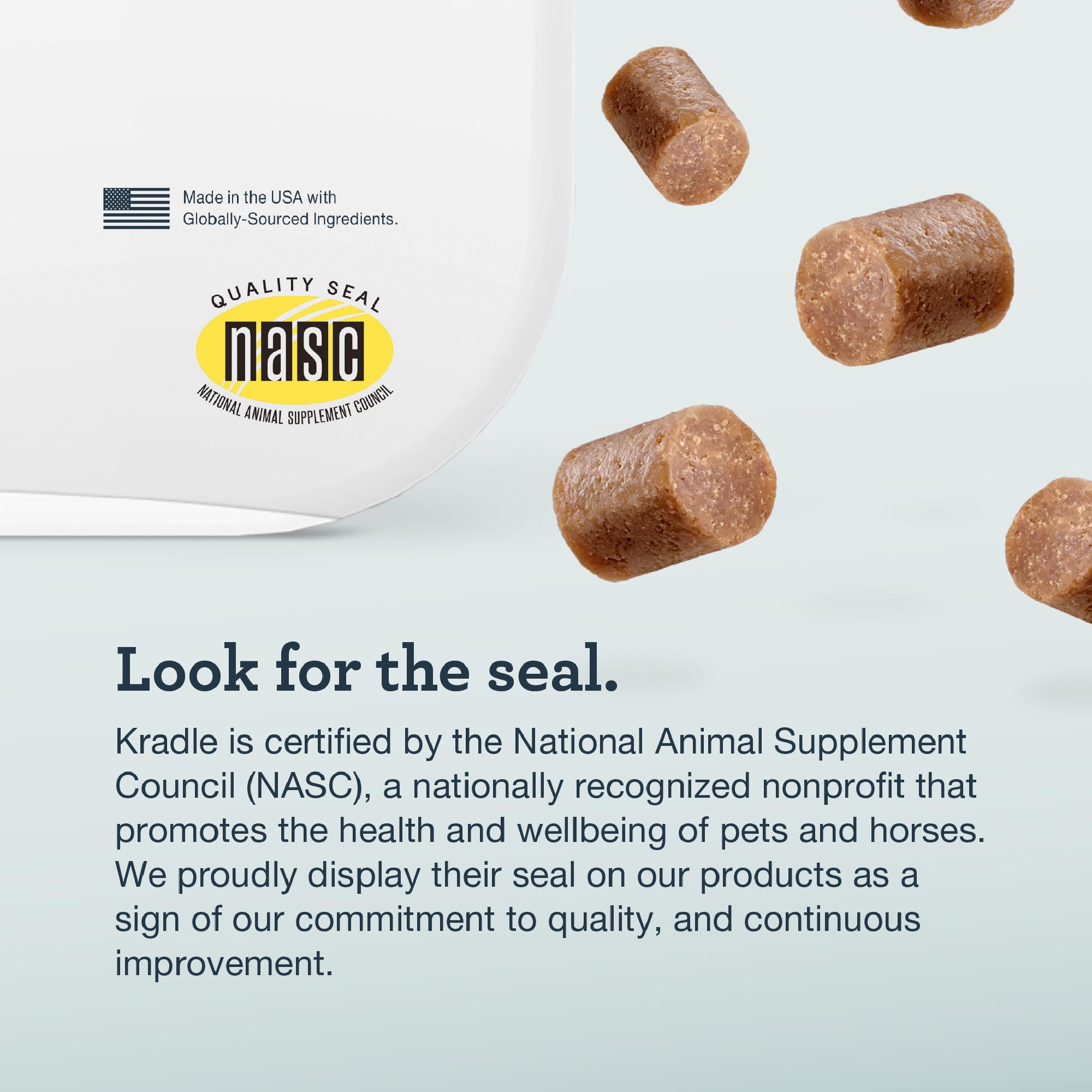 Kradle Calming Chews soft chews resting dog demonstrates easy administration