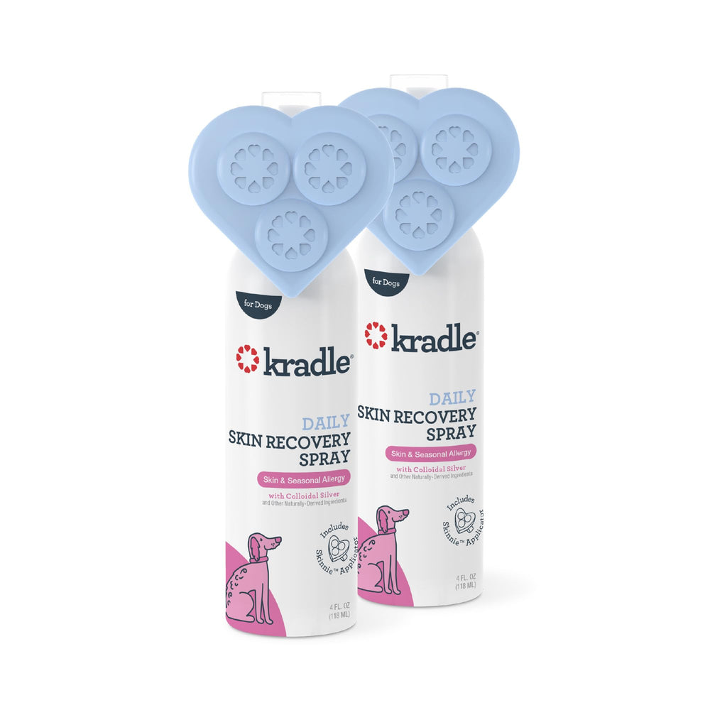 Kradle Skin Recovery Spray 2-pack on shelf for dog skincare routine