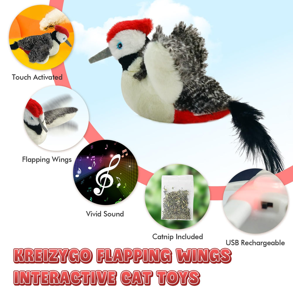KreizyGo cat toy flapping wings mid action encourages chasing fun