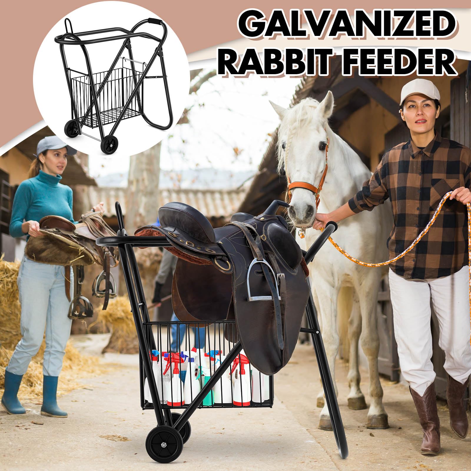 Kritkin horse tack cart in use demonstrates easy movement and organized gear.