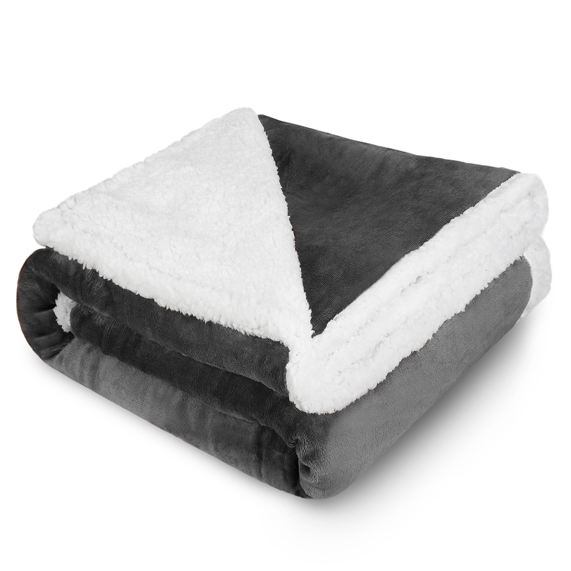 Kritter Planet dog blanket grey folded on sofa for cozy couch comfort