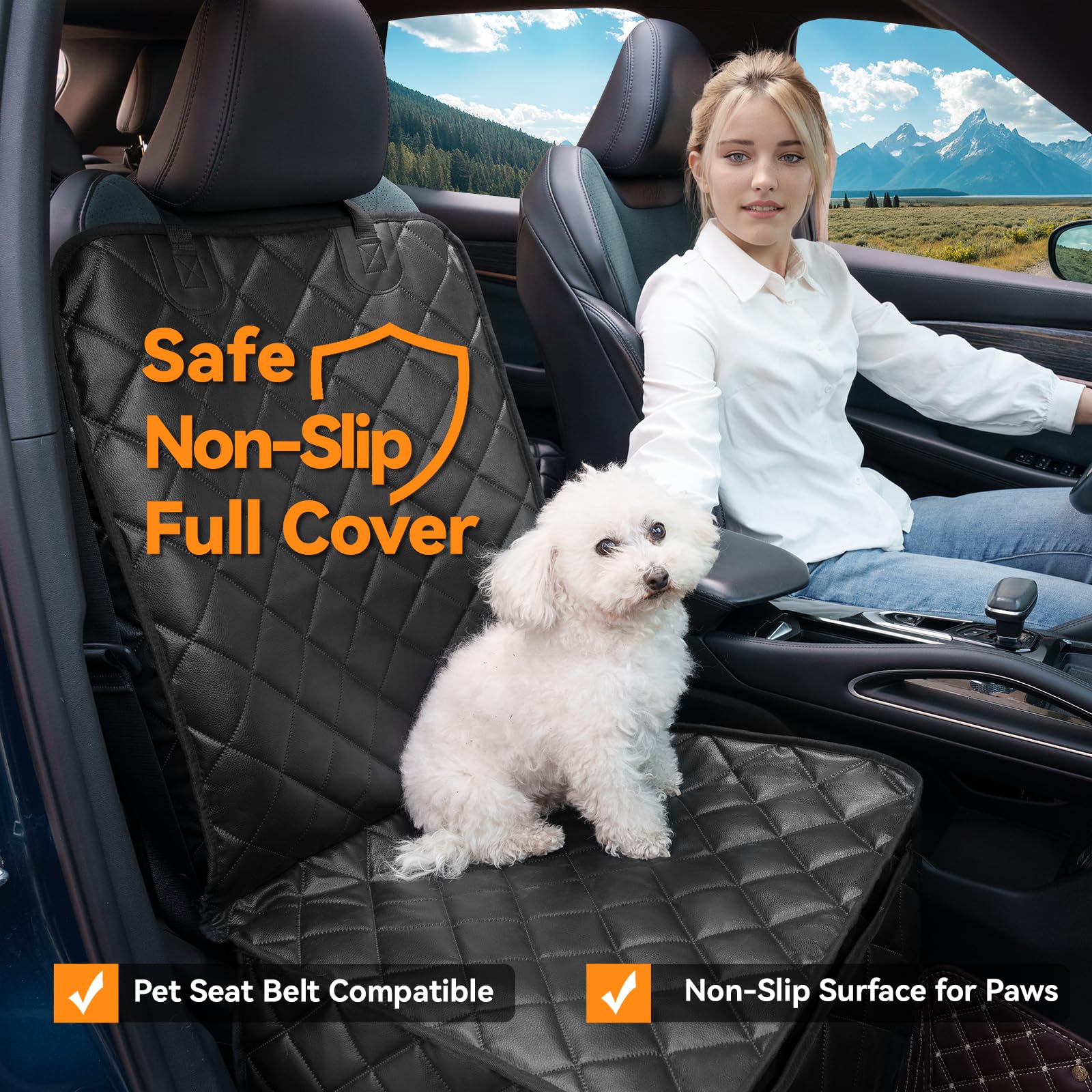 KritterKorner waterproof-pu-leather front-seat-cover protects seats from spills.