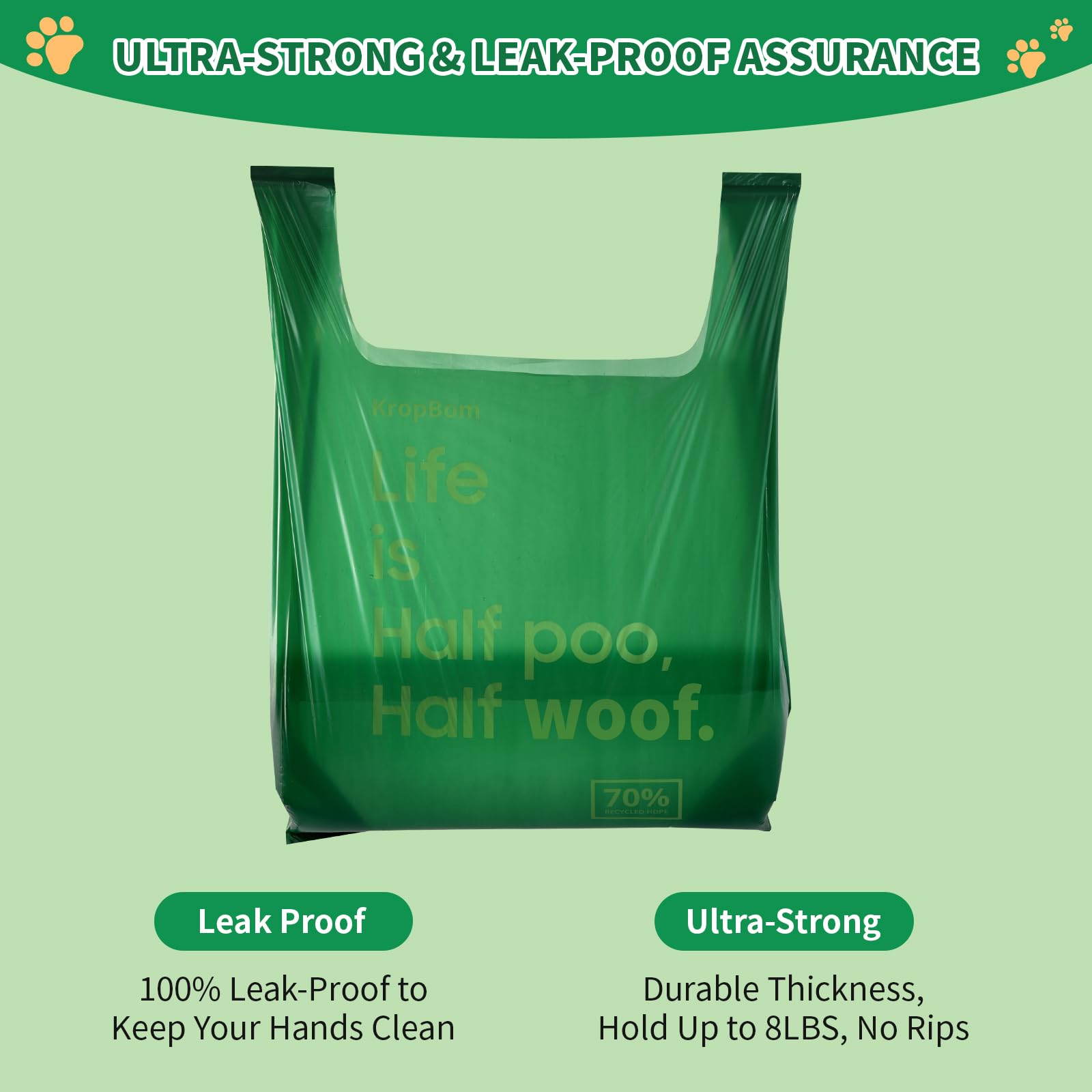 KropBom leakproof unscented bags for heavy messes