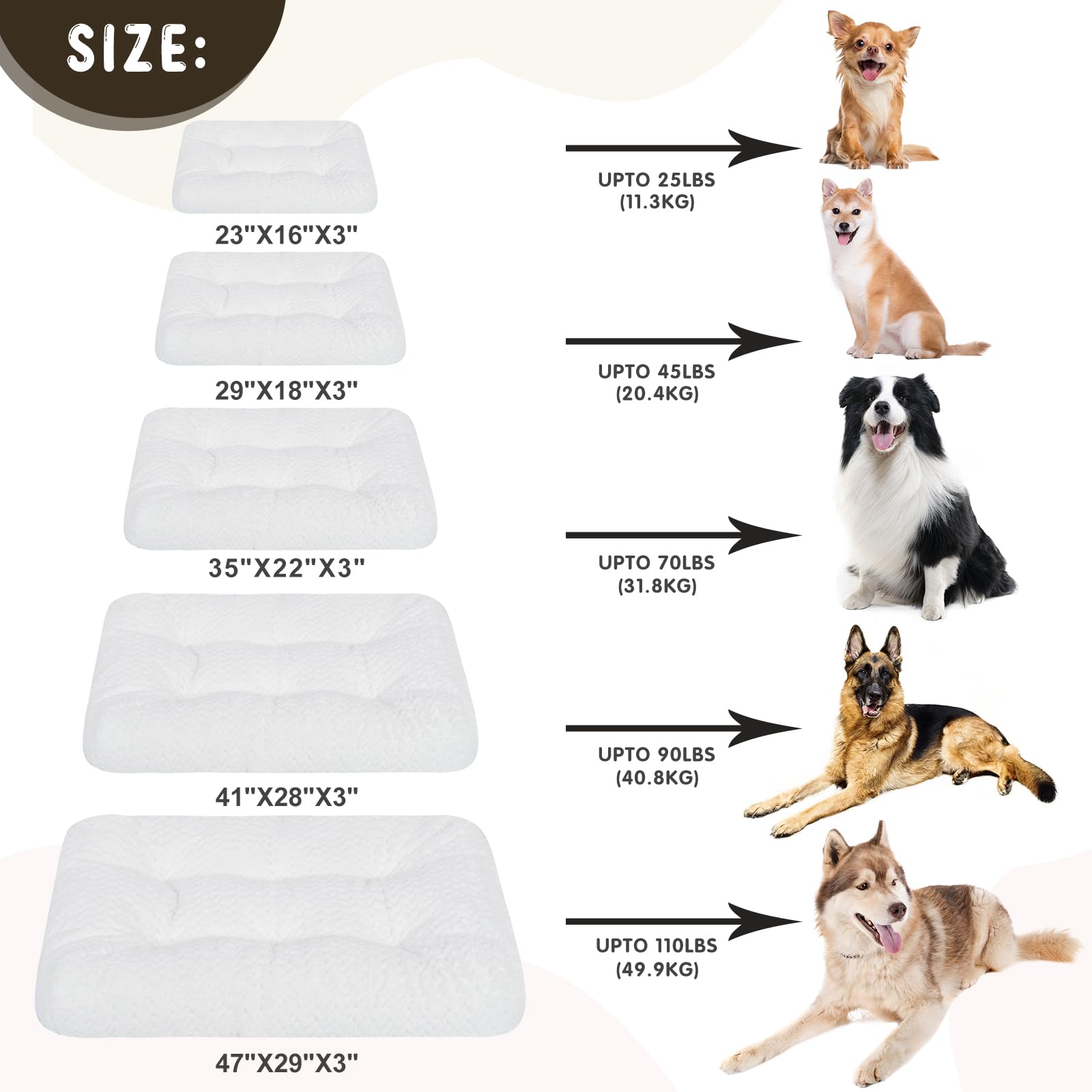 KROSER Deluxe dog crate pad reversible design image highlights seasonal comfort options.