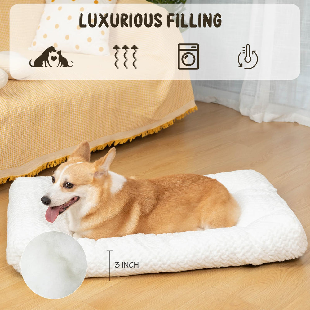 KROSER Deluxe dog crate pad side view shows plush surface for relaxing naps.
