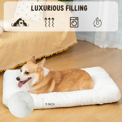 KROSER Deluxe dog crate pad side view shows plush surface for relaxing naps.