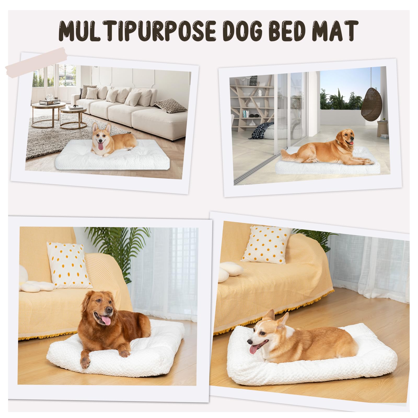 KROSER Deluxe dog crate pad travel bed image shows portable comfort.