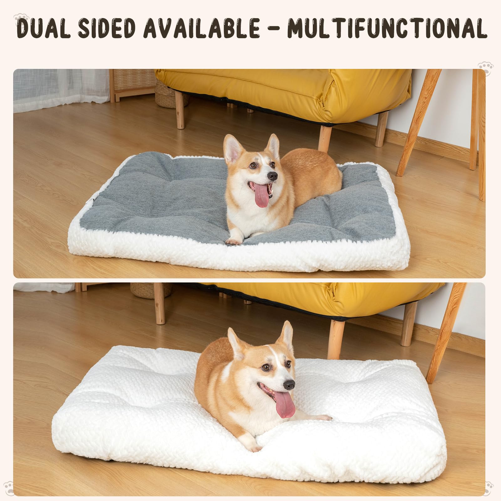 KROSER Deluxe dog crate pad waterproof cover closeup emphasizes easy cleaning.