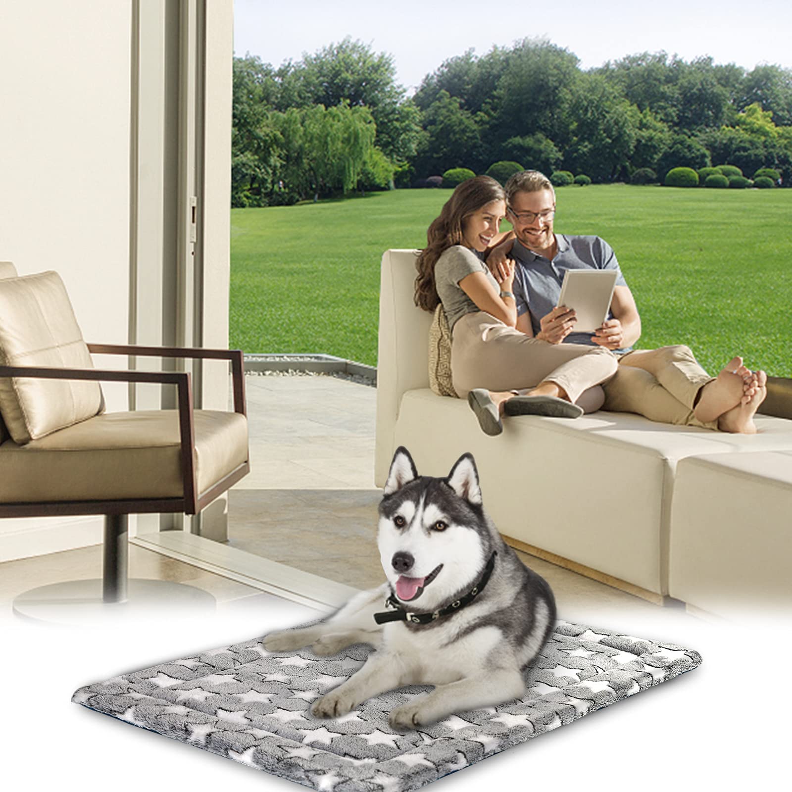 KROSER Fancy Crate Pad Bed Mat navy star-pattern use in home and travel.