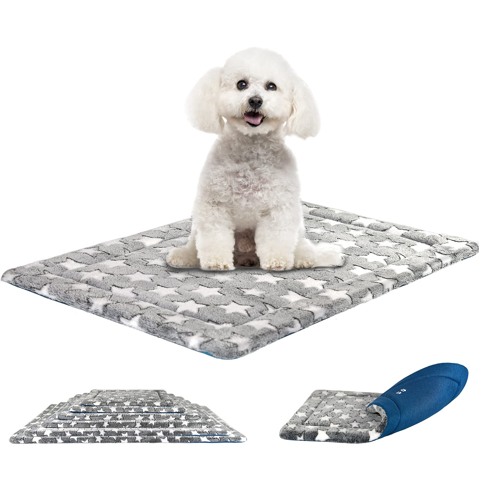 KROSER Fancy Crate Pad reversible design with warm plush side for cold-season comfort