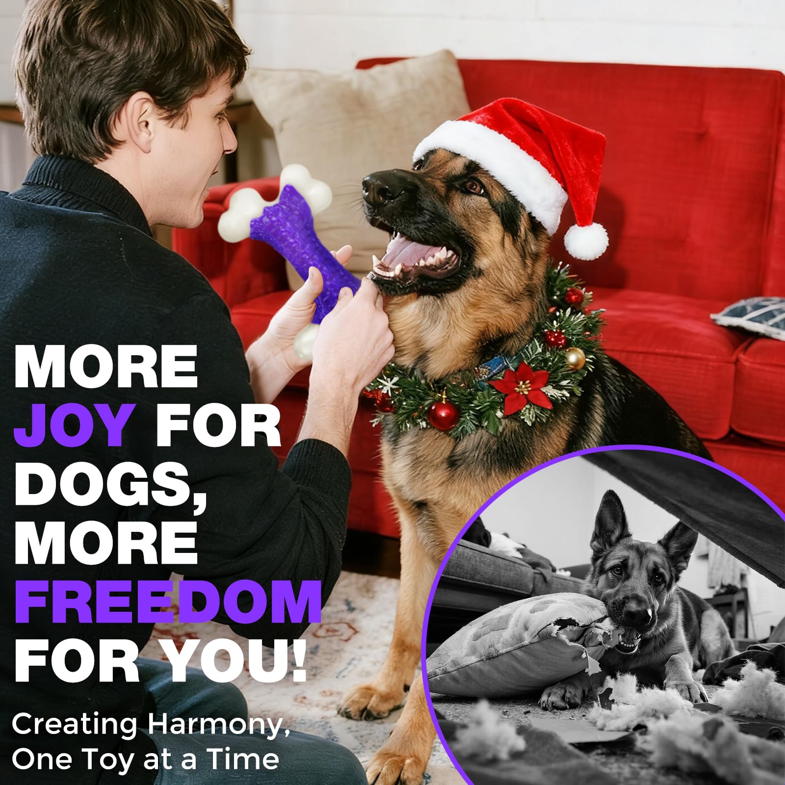 Kseroo bacon-flavor chew toy invites engagement and chew sessions for large dogs