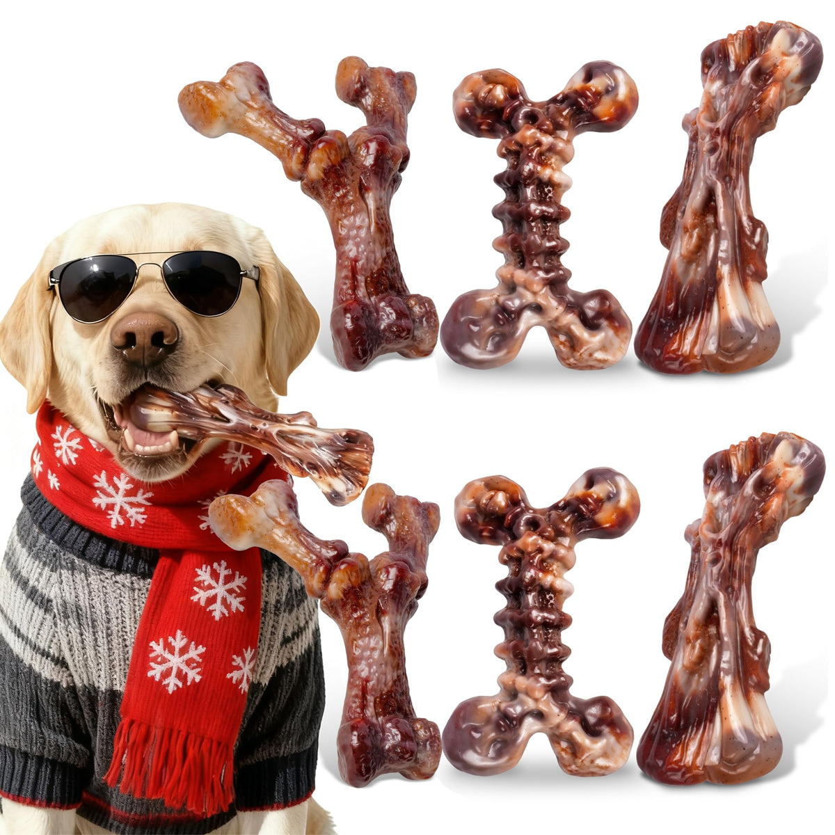 Kseroo bacon-flavor nylon dog chew toy pack invites playful exploration and sustained biting.