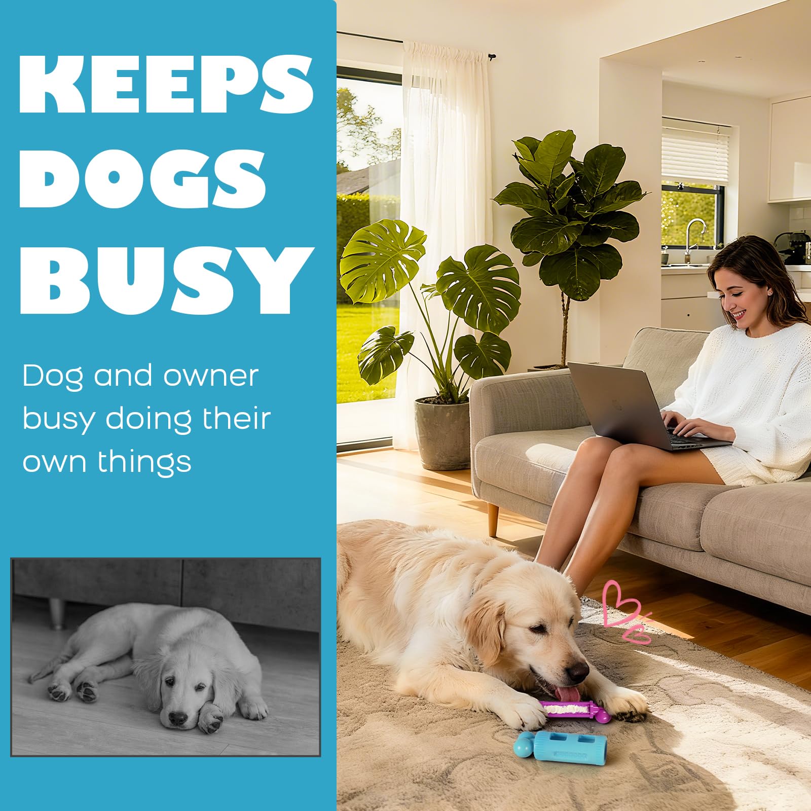 Kseroo large-dog chew toy fits 20-70 lbs for medium to large breeds, promoting active engagement.