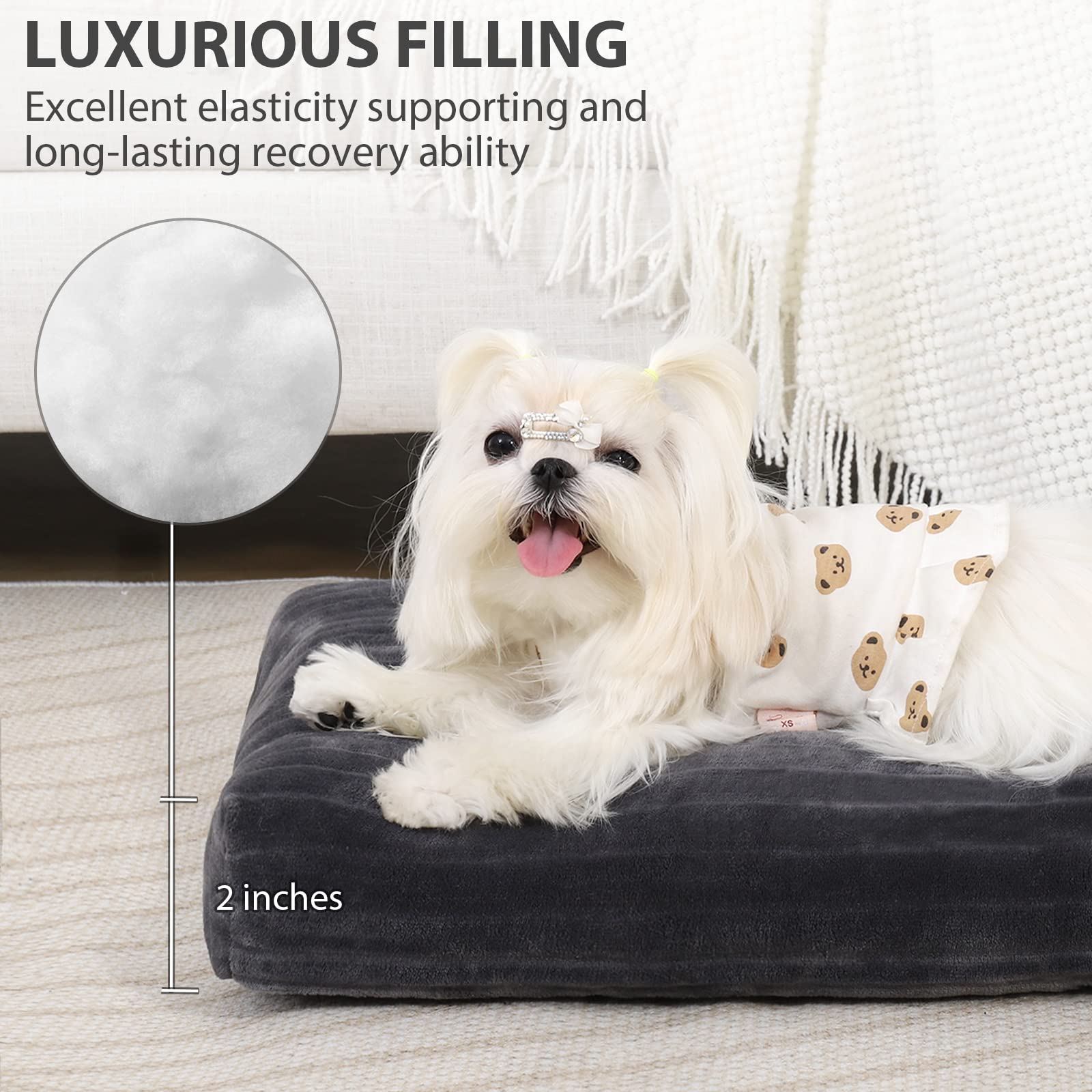 KSIIA kennel bed shows anti-slip bottom to stay in place during use.
