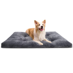 KSIIA dog crate bed flannel top view highlights plush surface for calm naps