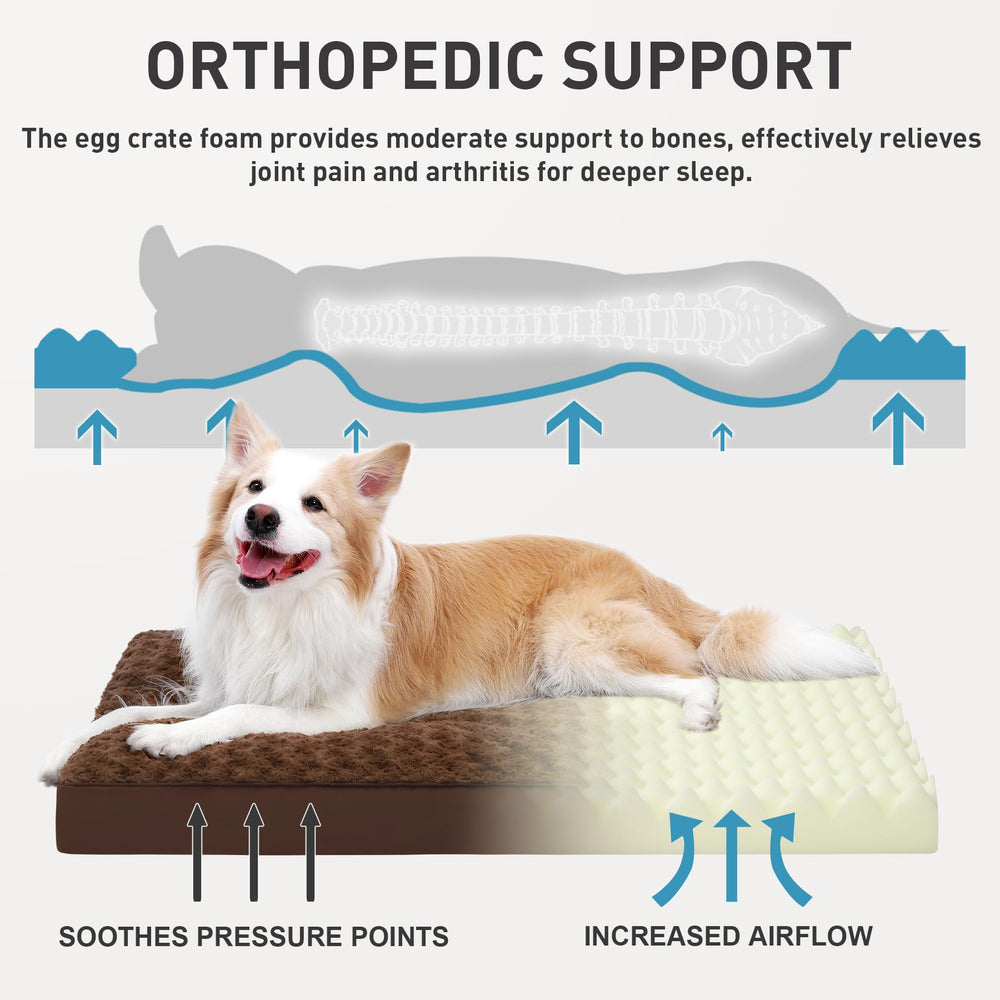 KSIIA dog crate bed orthopedic foam demonstrates 3-inch supportive cushioning.