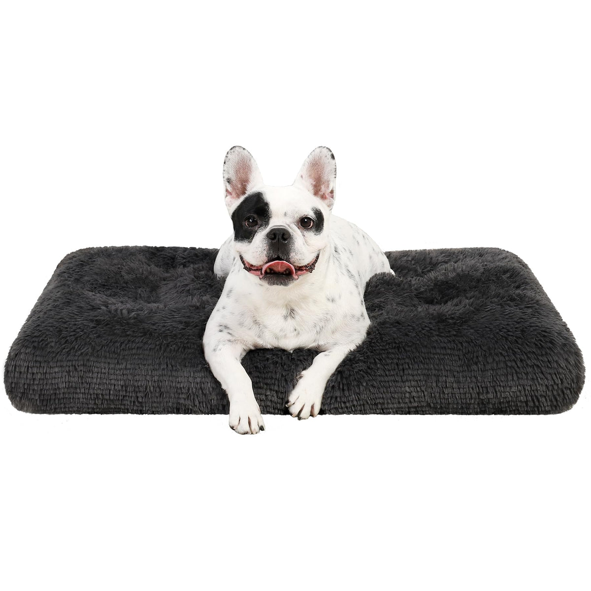 KSIIA dog crate bed top view shows plush padding for cozy resting.