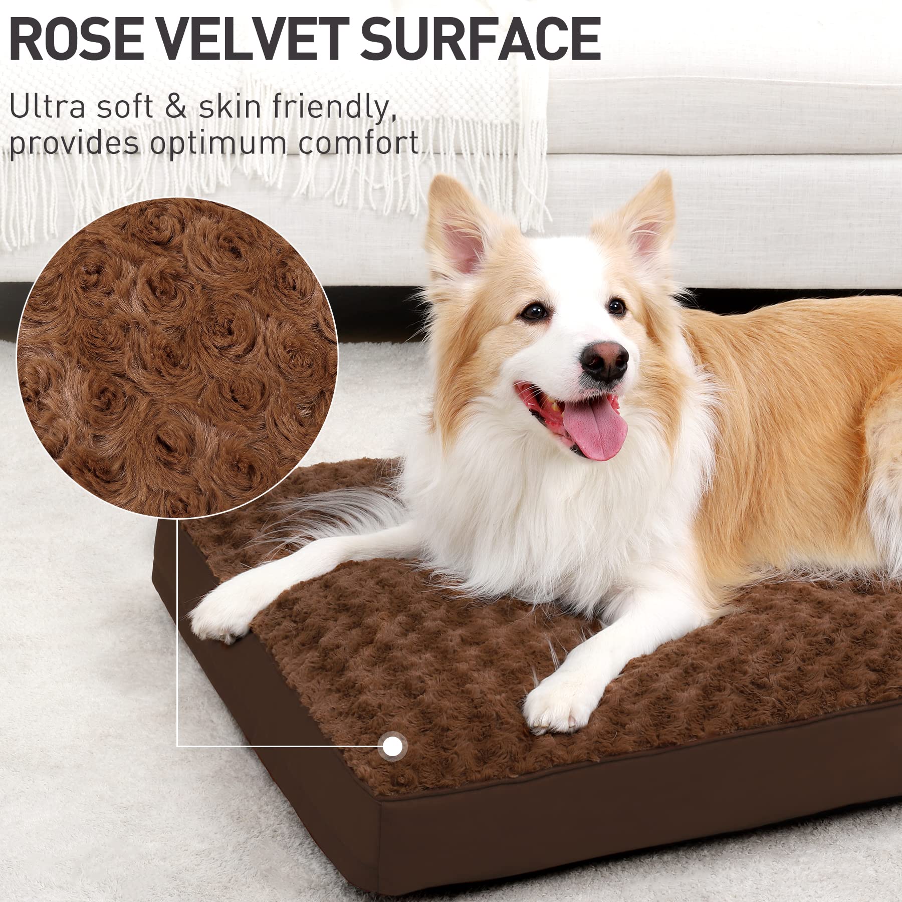 KSIIA dog crate bed waterproof layer close-up highlights TPU barrier protecting the filling.