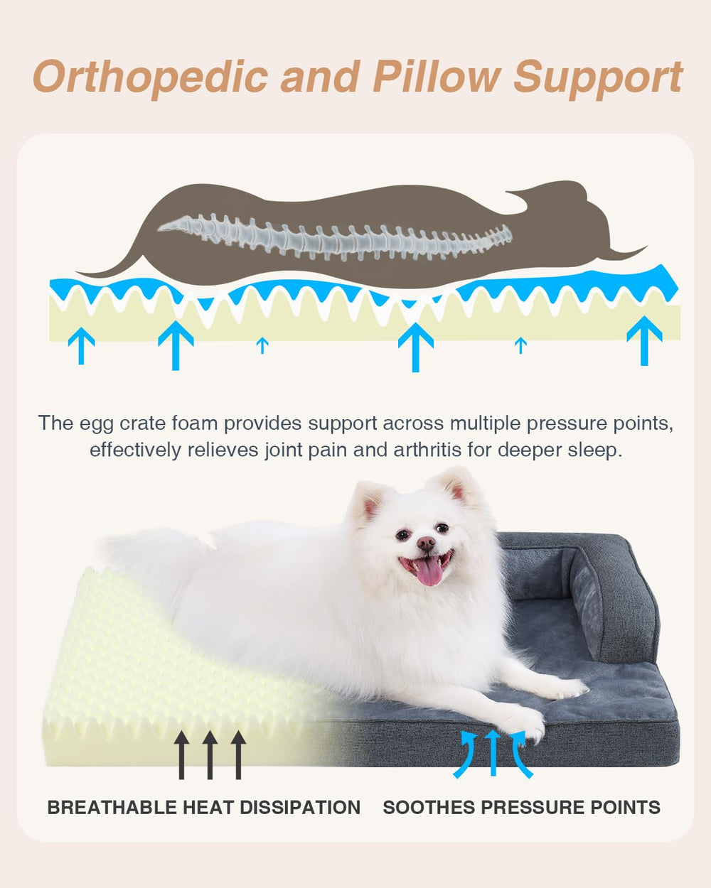 KSIIA bed with waterproof removable cover for easy cleanup after drool or accidents.