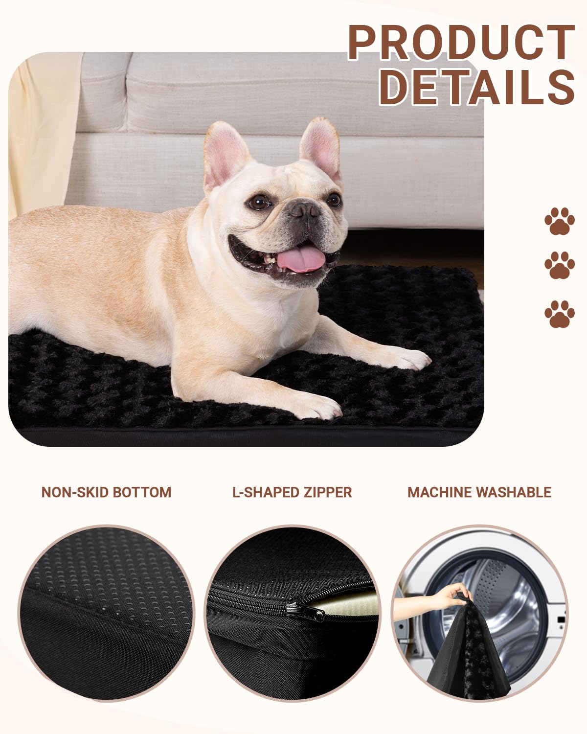 KSIIA dog crate bed oxford fabric sides for durability