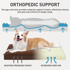 KSIIA dog crate bed egg crate foam supports joints for lasting comfort.