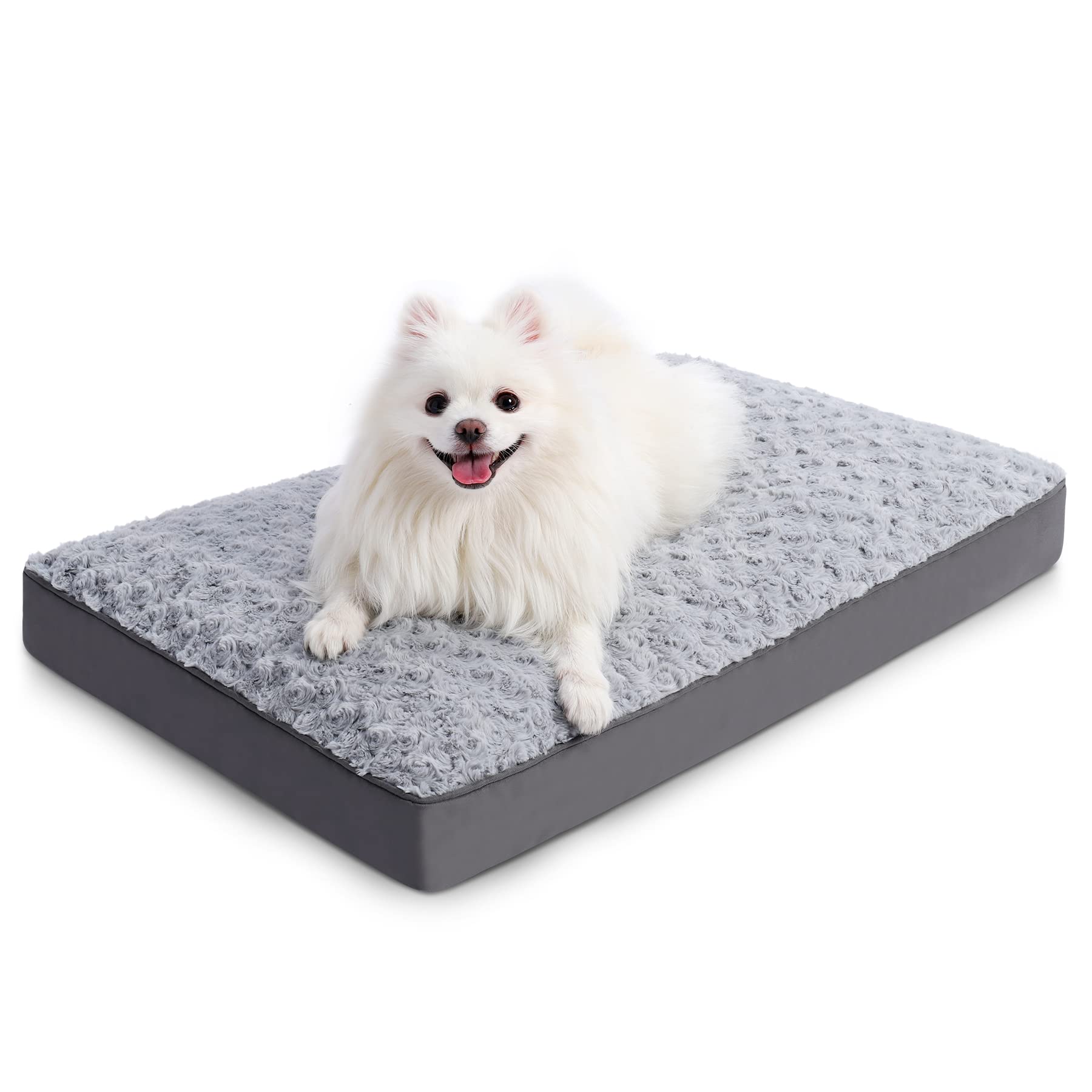 KSIIIA dog crate bed rose velvet soft close-up shows plush surface for cozy naps